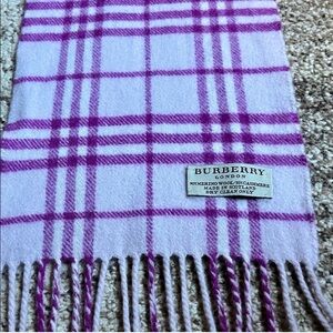Authentic Burberry Purple and White Checkered Scarf